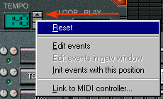 Edit Events имеется только в контекстных меню